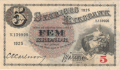 SEDLAR / BANKNOTES. 5 kronor 1923, 1924, 1925, 1926