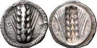 GREKISKA MYNT / GREEK COINS. ITALY. LUCANIA. METAPONTION (530-510 B.C.). AR stater