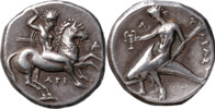 GREKISKA MYNT / GREEK COINS. ITALY. CALABRIA. TARAS (380-345 B.C.). AR didrachm