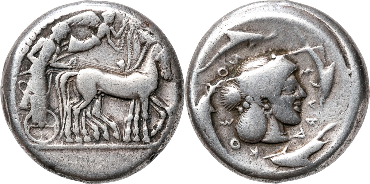 GREKISKA MYNT / GREEK COINS. SICILY. SYRACUSE (474-450 B.C.). AR tetradrachm
