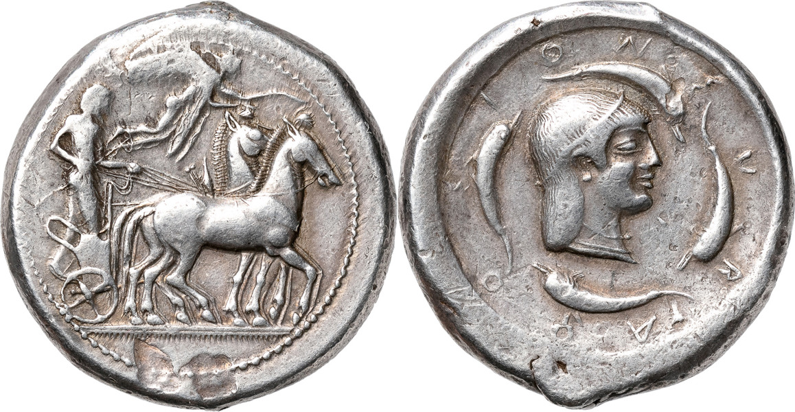 GREKISKA MYNT / GREEK COINS. SICILY. SYRACUSE (474-450 B.C.). AR tetradrachm