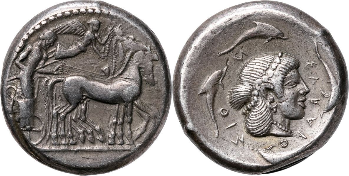 GREKISKA MYNT / GREEK COINS. SICILY. SYRACUSE (474-450 B.C.). AR tetradrachm