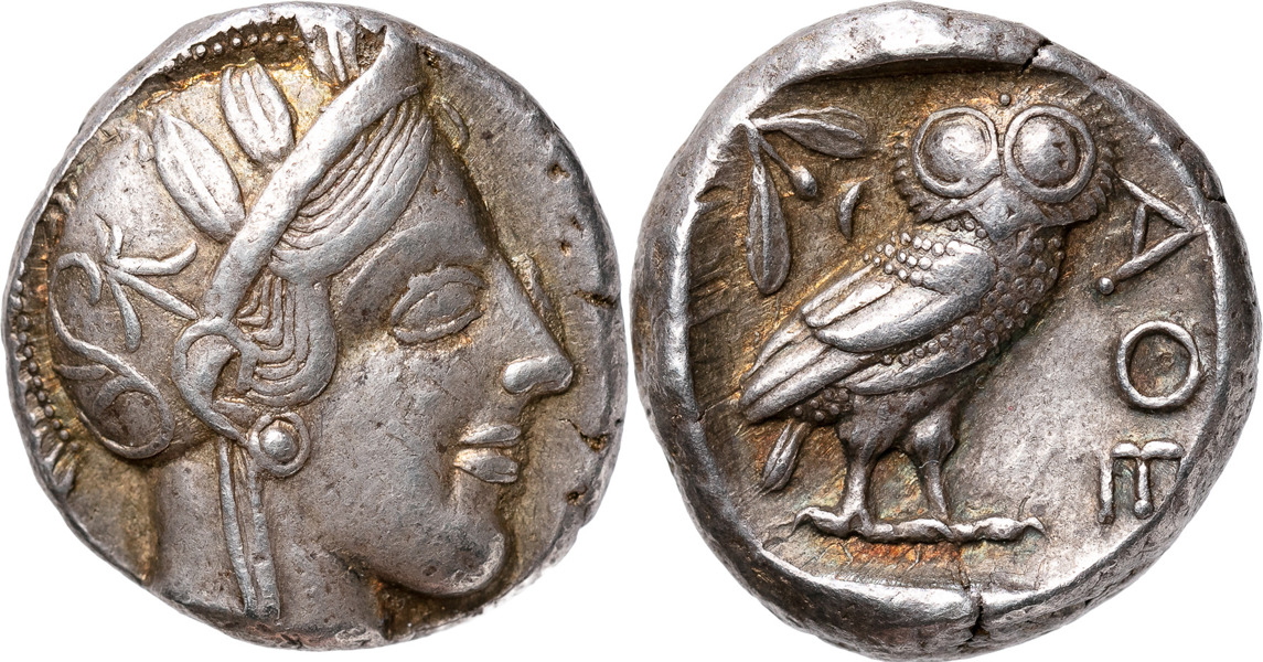 GREKISKA MYNT / GREEK COINS. ATTICA. ATHENS (449-413 B.C.). AR tetradrachm