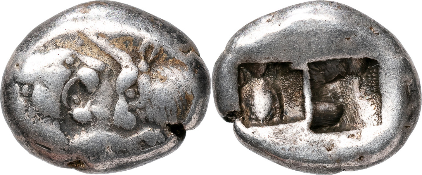 GREKISKA MYNT / GREEK COINS. LYDIA. Time of Kroisos (560-546 B.C.). AR half stater