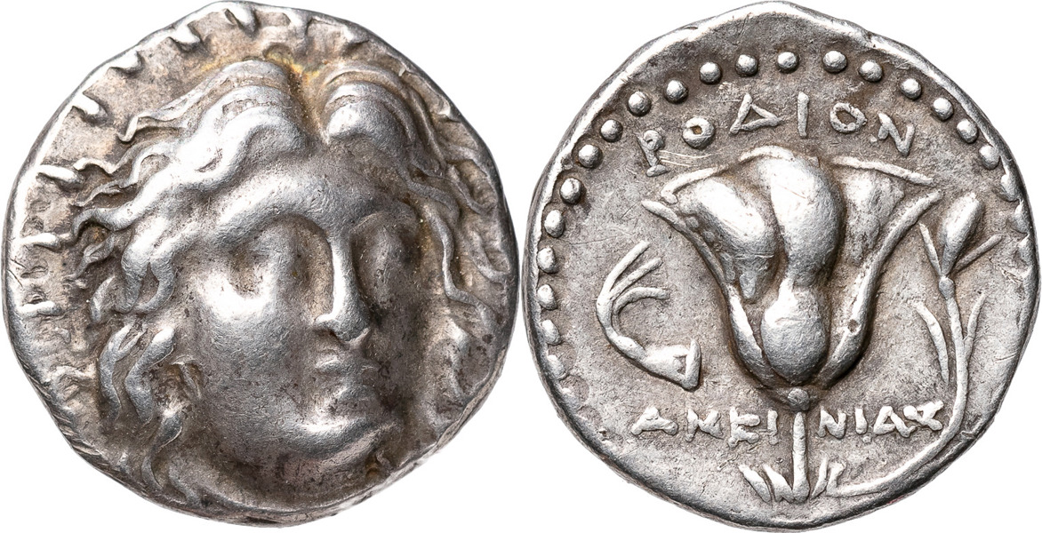 GREKISKA MYNT / GREEK COINS. CARIAN ISLANDS. RHODOS (304-167 B.C.). AR didrachm