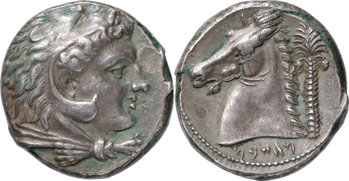 GREKISKA MYNT / GREEK COINS. ZEUGITANA. CARTHAGE (325-300 B.C.). AR tetradrachm