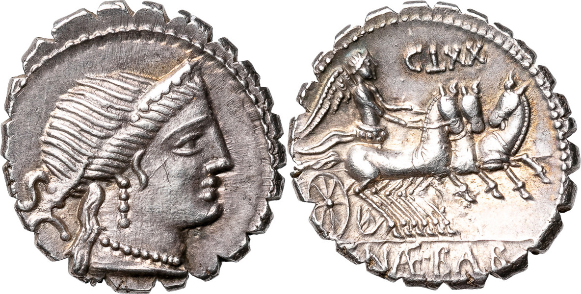 ROMERSKA MYNT / ROMAN COINS - Romerska republiken / Roman Republic. C. NAEVIUS BALBUS (79 B.C.). AR denarius