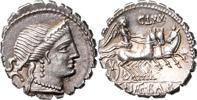 ROMERSKA MYNT / ROMAN COINS - Romerska republiken / Roman Republic. C. NAEVIUS BALBUS (79 B.C.). AR denarius