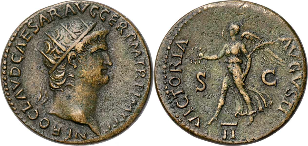 ROMERSKA MYNT / ROMAN COINS - Kejsardömet / Roman Empire. NERO (A.D. 54-68). AE dupondius