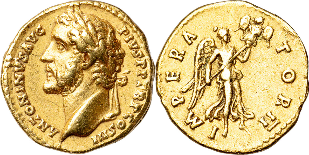 ROMERSKA MYNT / ROMAN COINS - Kejsardömet / Roman Empire. ANTONINUS PIUS (A.D. 138-192). AV aureus