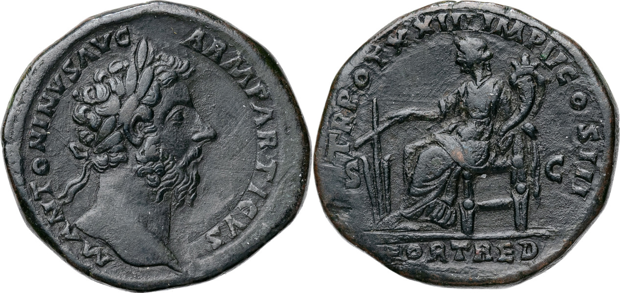 ROMERSKA MYNT / ROMAN COINS - Kejsardömet / Roman Empire. MARCUS AURELIUS (A.D. 161-180). AE sestertius