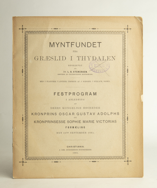 STENERSEN, L. B. Myntfundet fra Graeslid i Thydalen
