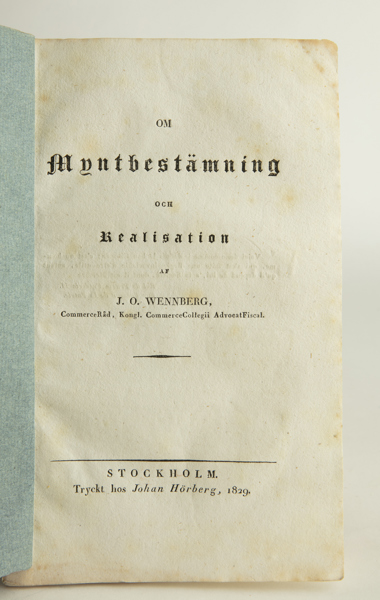 WENNBERG, J. O. Om myntbestämning och realisation