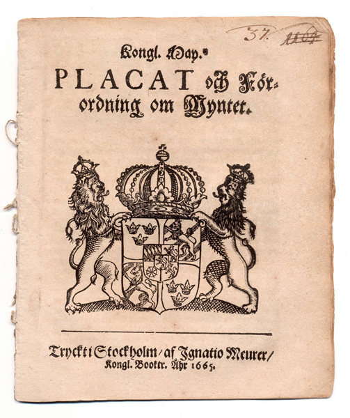 (1665-10-07) Förordning om Myntet