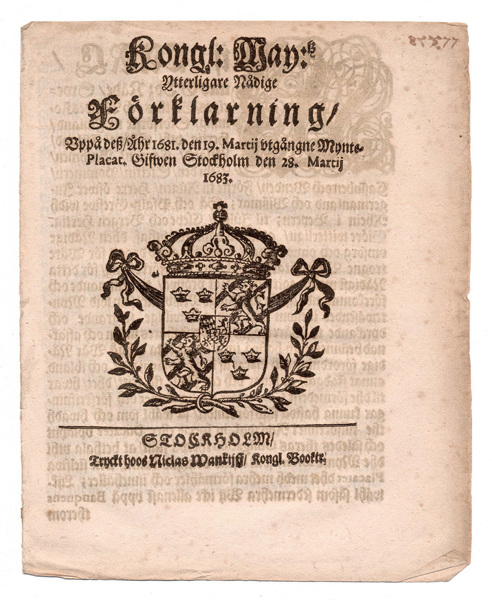(1683-03-28) Mynte-Placat