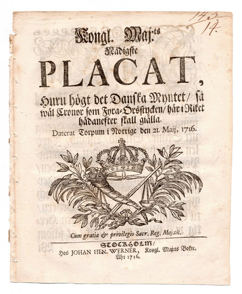 (1716-05-21) Huru högt det Danska Myntet ... skall giälla