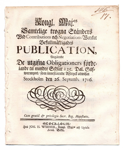(1716-09-26) Sedlar á 25. dal. silfwermynt