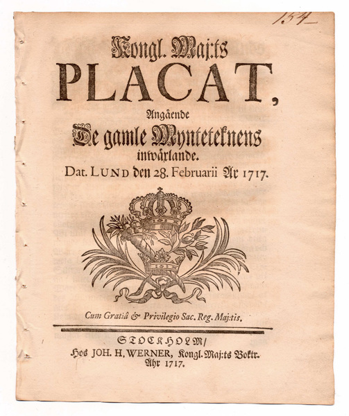 (1717-02-28) Angående De gamle Mynteteknens inwäxlande