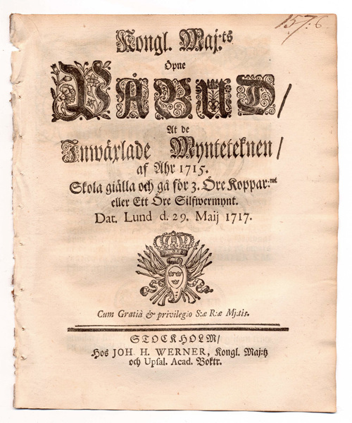 (1717-05-29) At de Inwäxlade Mynteteknen
