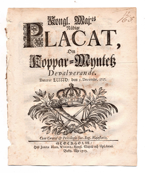 (1717-12-05) Om Koppar-Myntetz Devalverande
