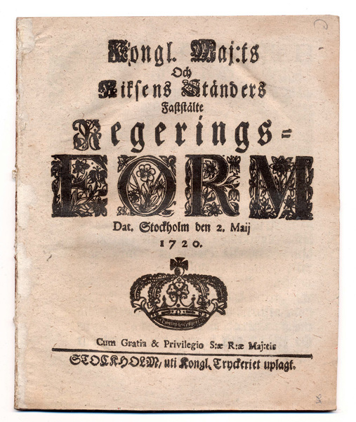 (1720-05-02) 1720 års regeringsform