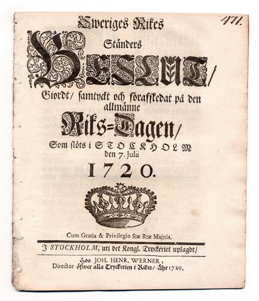 (1720-07-07) Riks-dagen 1720