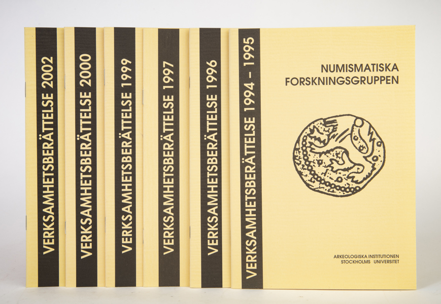 NUMISMATISKA FORSKNINGSGRUPPEN Verksamhetsberättelser 1994-1995, 1996, 1997, 1999, 2000, 2002.