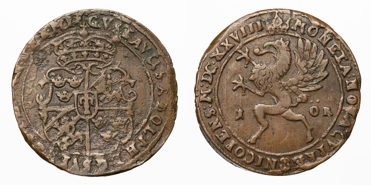 GUSTAV II ADOLF (1611-1632). Öre 1628