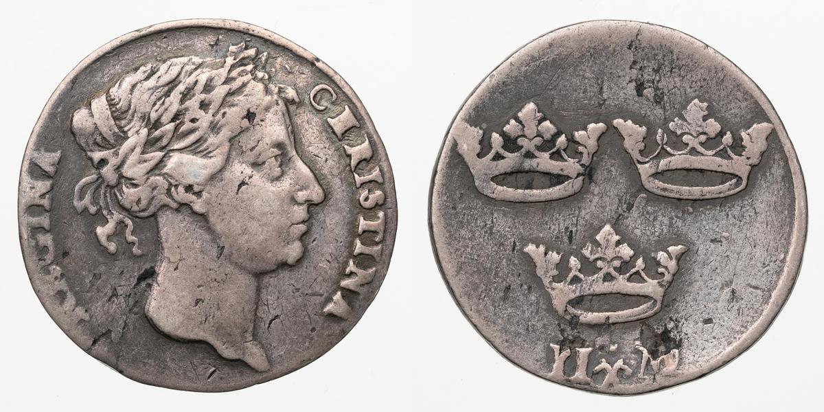 KRISTINA (1632-1654). 2 mark u.å