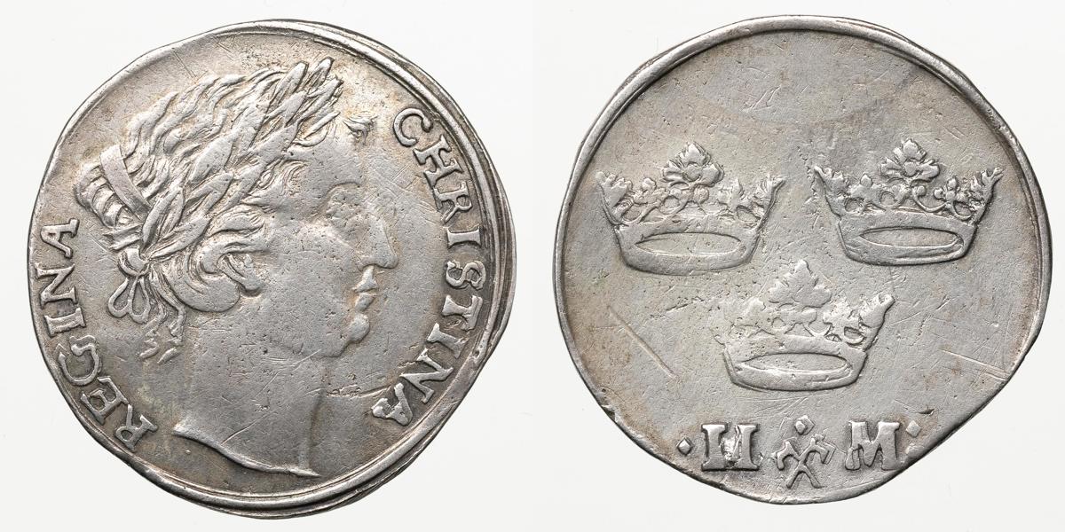 KRISTINA (1632-1654). 2 mark u.å