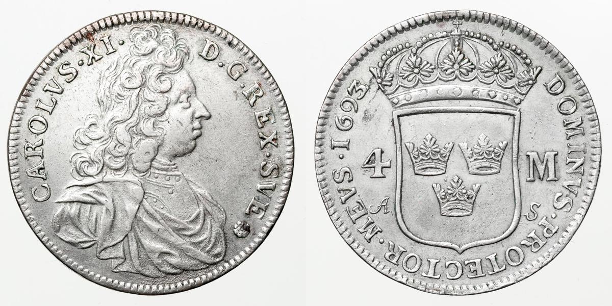 KARL XI (1660-1697). 4 mark 1693