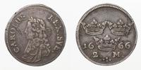 KARL XI (1660-1697). 2 mark 1666