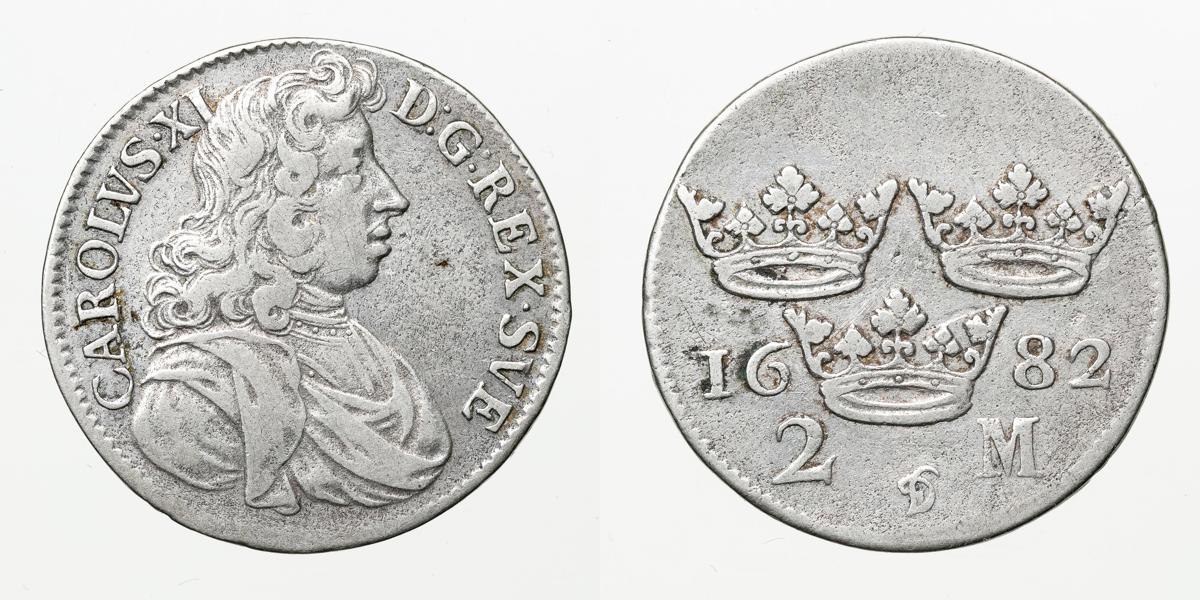 KARL XI (1660-1697). 2 mark 1682