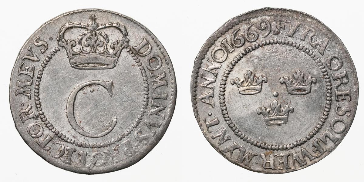 KARL XI (1660-1697). 4 öre 1669
