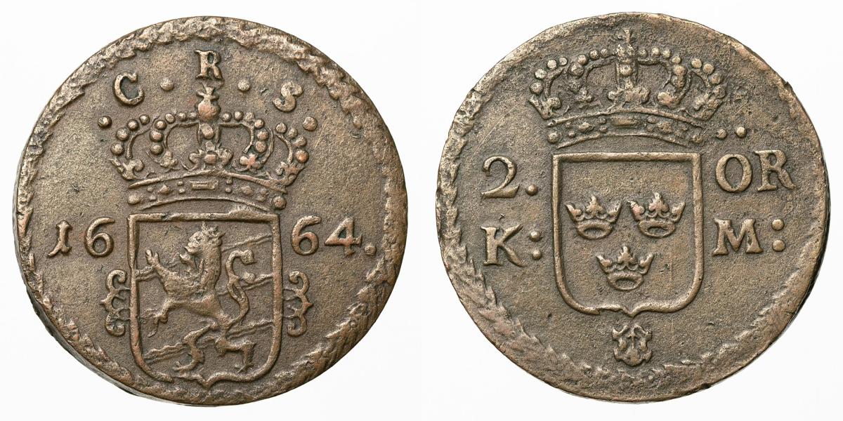 KARL XI (1660-1697). 2 öre KM 1664
