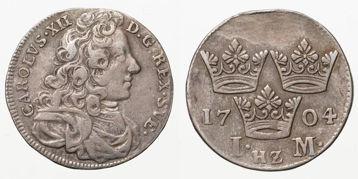 KARL XII (1697-1718). Mark 1704