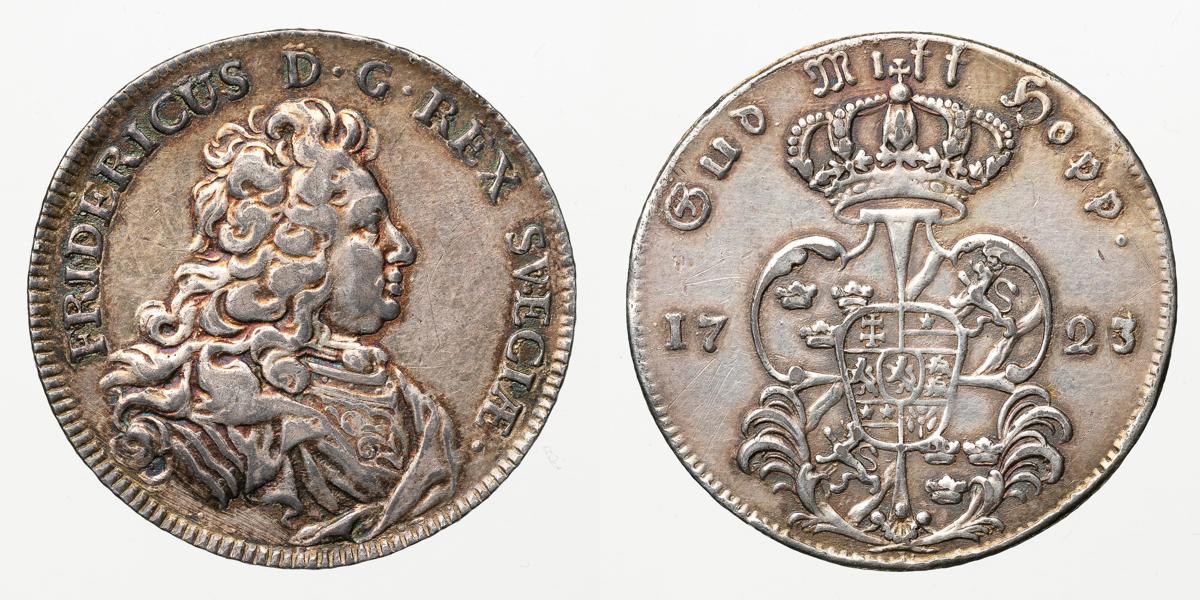 FREDRIK (1720-1751). 1/2 riksdaler 1723