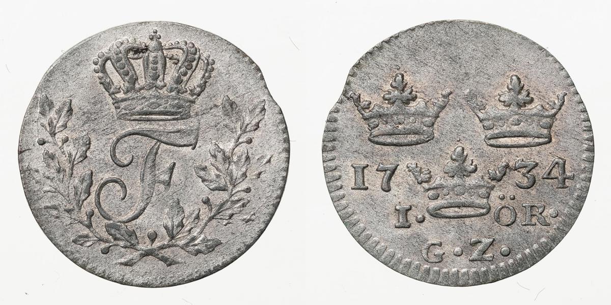 FREDRIK (1720-1751). Öre 1734