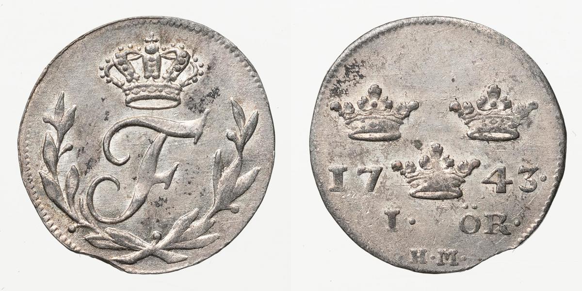 FREDRIK (1720-1751). Öre 1743