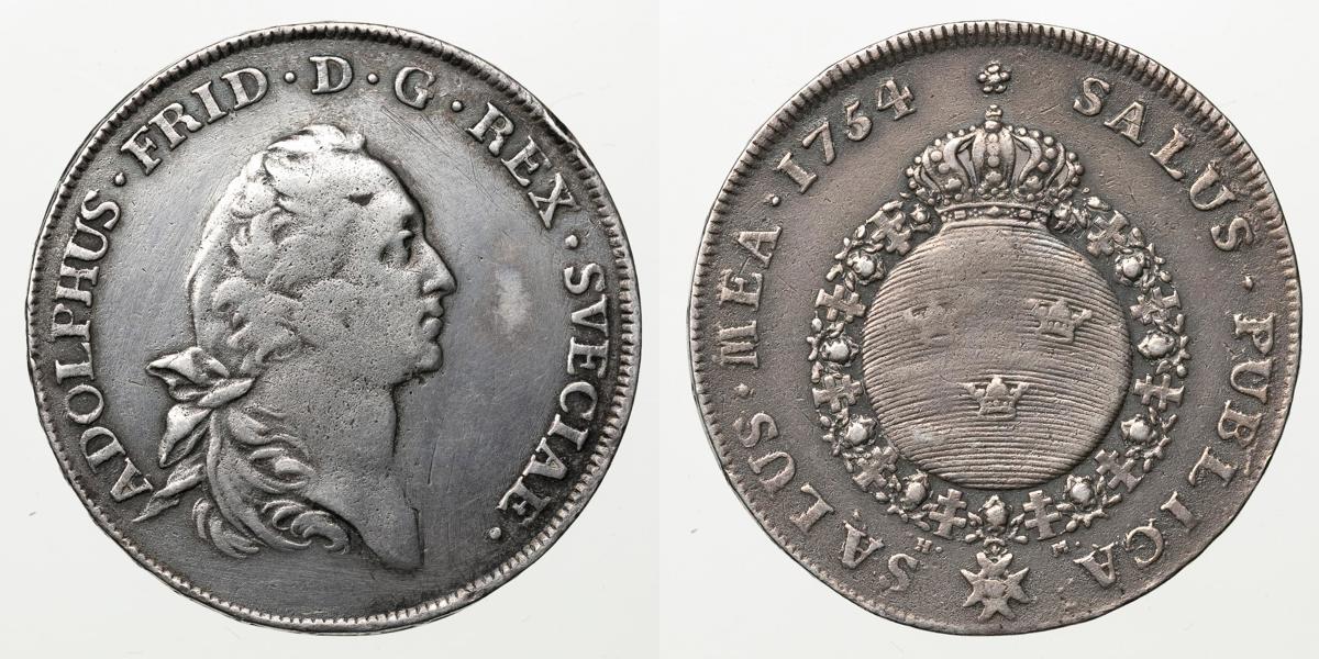 ADOLF FREDRIK (1751-1771). Riksdaler 1754