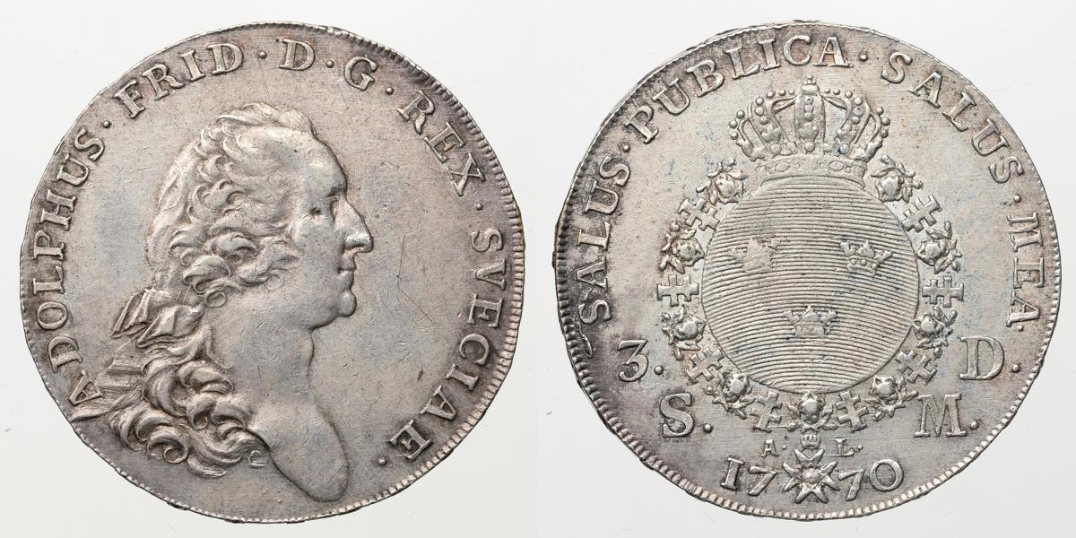 ADOLF FREDRIK (1751-1771). Riksdaler 1770
