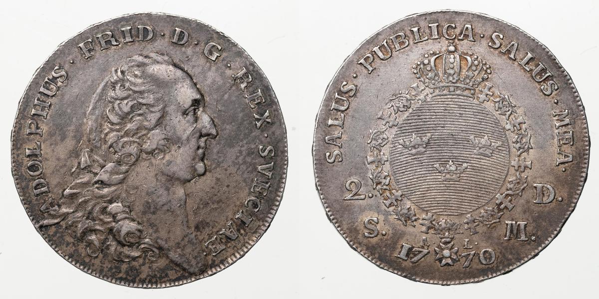ADOLF FREDRIK (1751-1771). 2 daler SM 1770