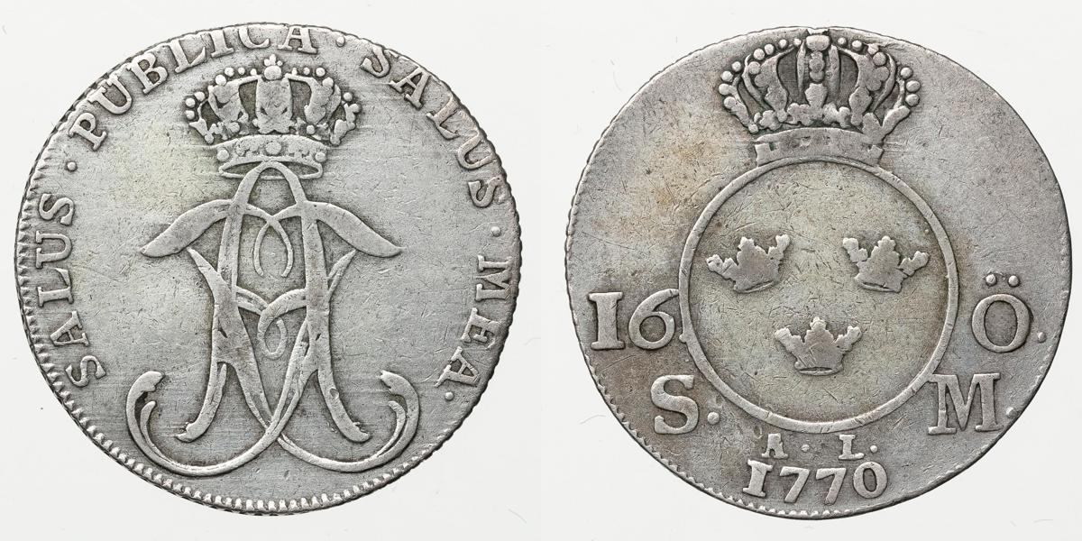 ADOLF FREDRIK (1751-1771). 16 öre SM 1770
