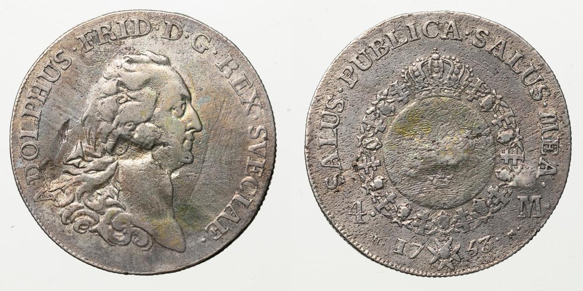 ADOLF FREDRIK (1751-1771). 4 mark 1753