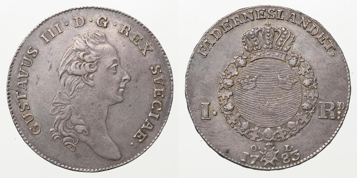 GUSTAV III (1771-1792). Riksdaler 1783
