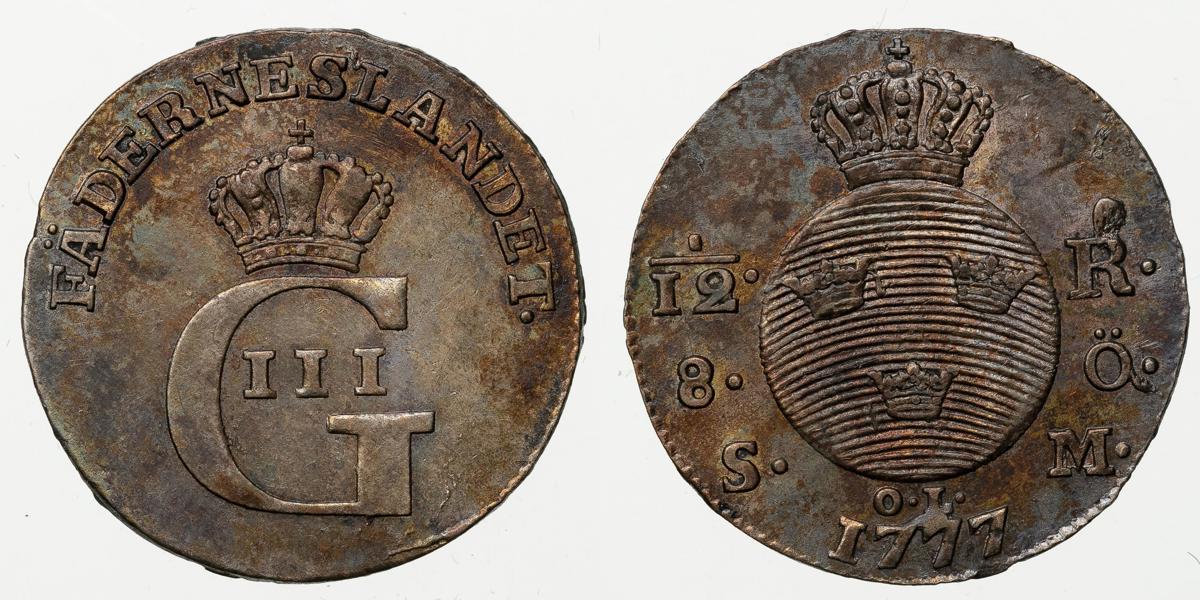 GUSTAV III (1771-1792). 1/12 riksdaler 1777