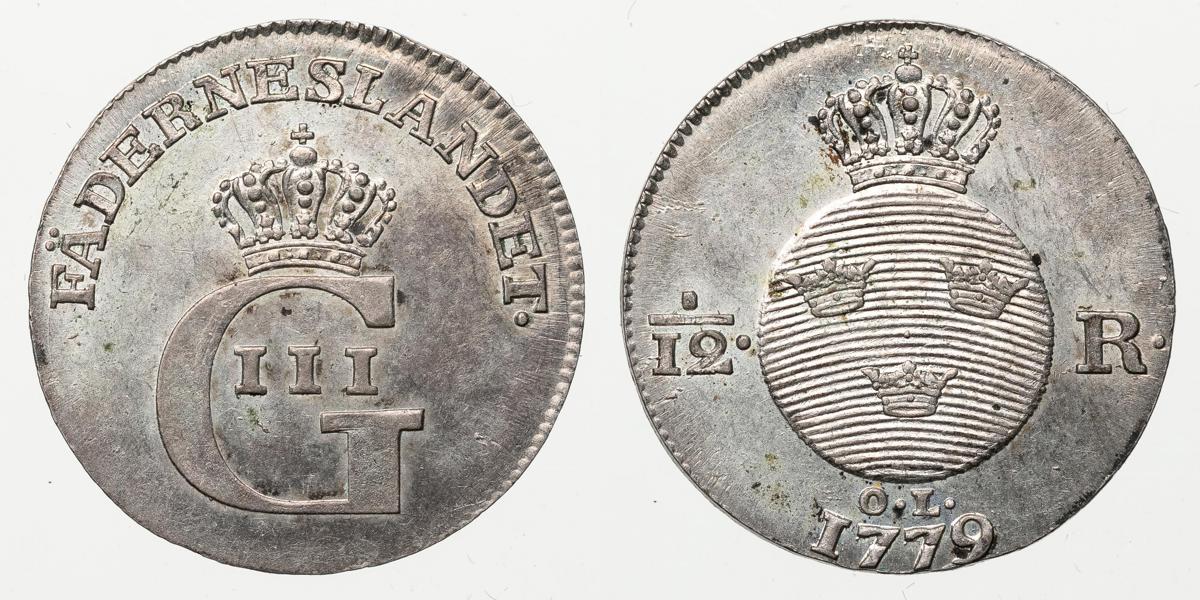GUSTAV III (1771-1792). 1/12 riksdaler 1779