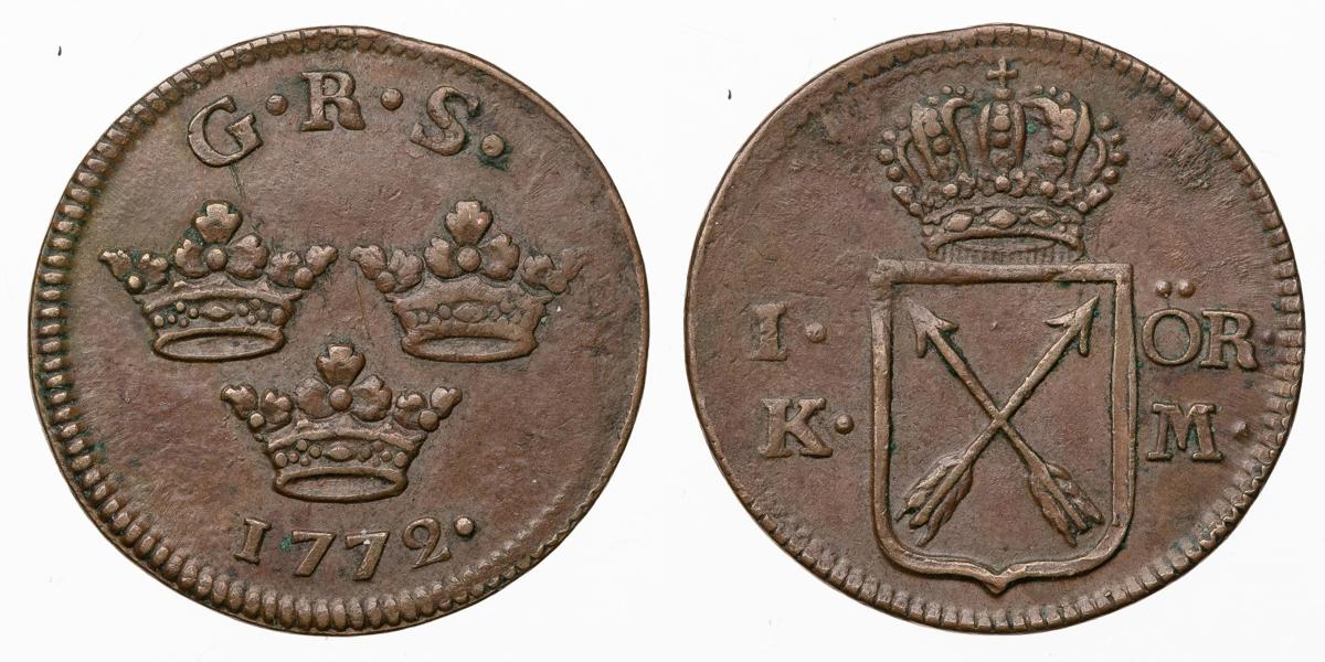 GUSTAV III (1771-1792). Öre KM 1772