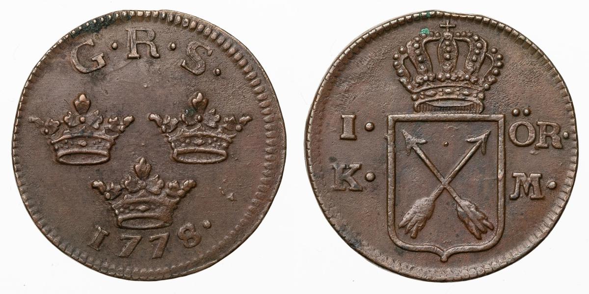 GUSTAV III (1771-1792). Öre KM 1778