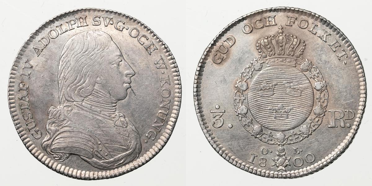 GUSTAV IV ADOLF (1792-1809). 1/3 riksdaler 1800